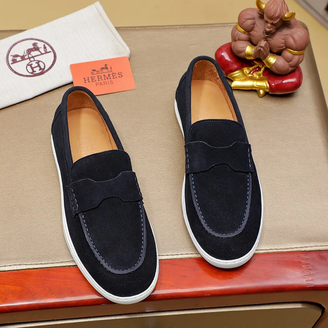 Men's shoes 💰500💰 HERMES Hermès high-end quality original order -Original: imported 🔝Nappa calfskin, frosted cowhide, outer seaming process -Inside: water-dyed cowhide -Outsole: original TPR rubber outsole -Super high quality control·Fine workmanship: High-end, extravagant, and grade) Size: 39-45 (38, 46, can be customized)
